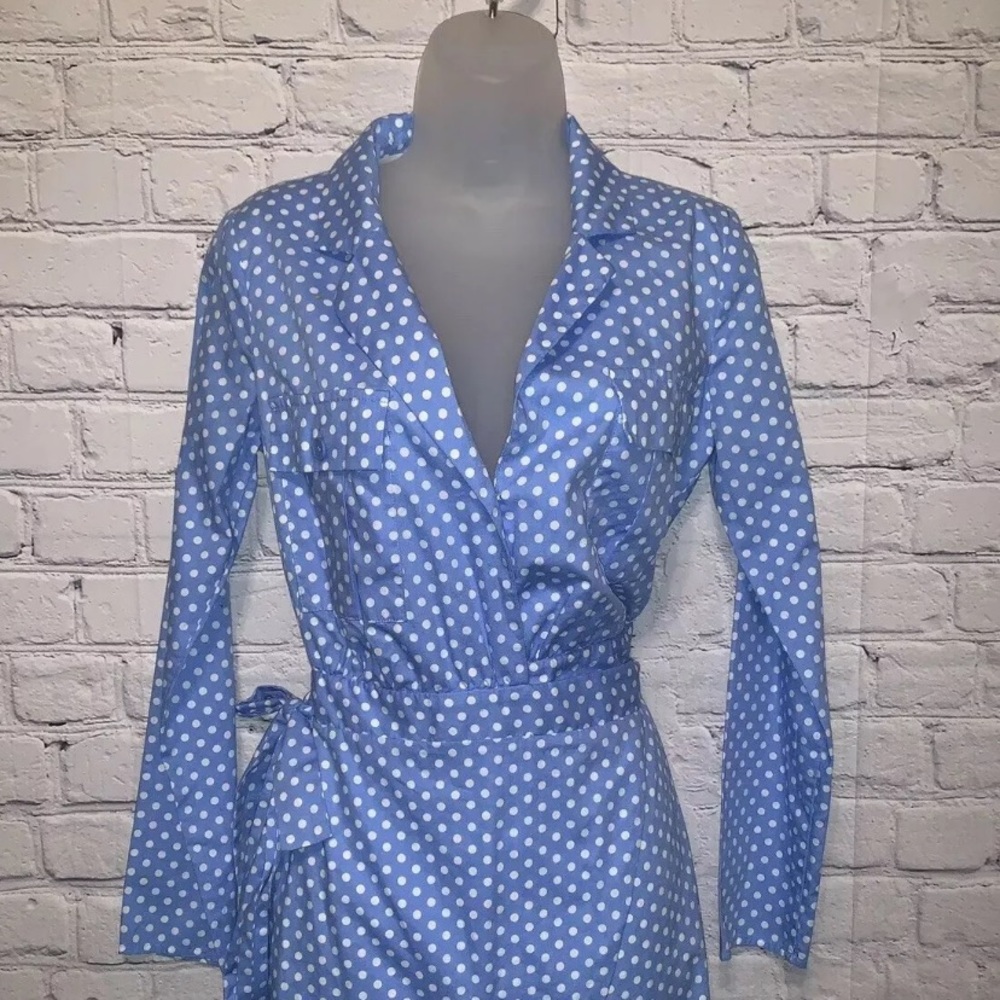 Majorelle Misty Blue Polka Dot Wrap Dress XS